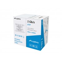 BOBINA CABLE RED LANBERG UTP RJ45 1GB/S SOLIDO CCA AWG23 305M  AZUL