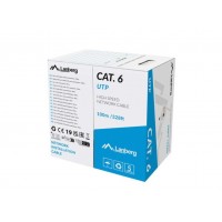 BOBINA CABLE DE RED LANBERG RJ45 CAT.6 UTP SOLIDO CU CPR 100M GRIS FLUKE PASSED