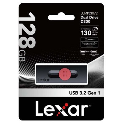 LEXAR 128GB DUAL TYPE-C AND TYPE-A USB 3.2 FLASH DRIVE, UP TO 130MB/S READ (Espera 4 dias)