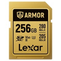 LEXAR 256GB PROFESSIONAL ARMOR GOLD SDXC UHS-II CARDS,  UP TO 280MB/S READ 210MB/S WRITE C10 V60 U3,STAINLESS STEEL CASING, IP68 (Espera 4 dias)