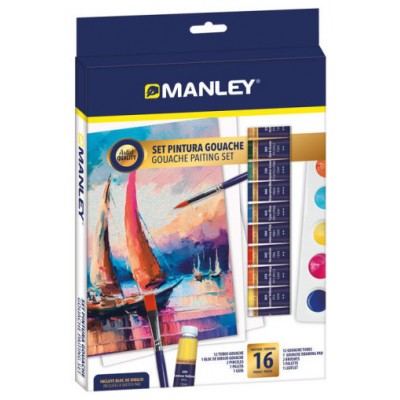 SET PINTURA GOUACHE 16 PZAS MANLEY MGH00100 (Espera 4 dias)