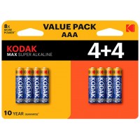 PILAS AAA KODAK MAX ALCALINA LR3 PACK 8 (4+4) UNIDADES