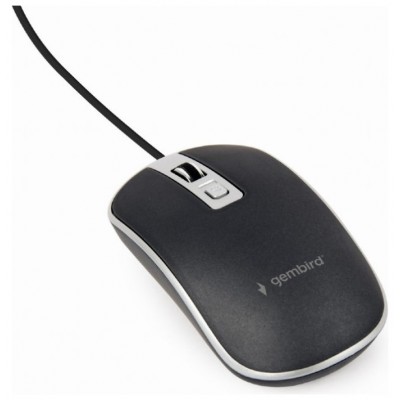 RATON GEMBIRD WIRED OPTICAL MOUSE USB BLACK SILVER