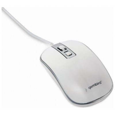 RATON GEMBIRD WIRED OPTICAL MOUSE USB WHITE SILVER