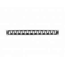 PATCH PANEL LANBERG 24PUERTOS 1U RACK 19 ESCALONADO ORGANIZADOR MOD KEYSTONE BK
