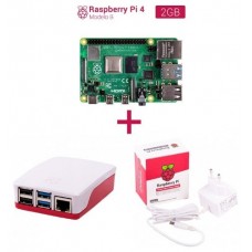 Kit raspberry Pi 4 2 GB. Incluye caja roja/blanca