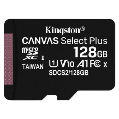 MICRO SD 128 GB CANVAS SELECT PLUS  1 ADAP. CLASS 10 KINGSTON (Espera 4 dias)