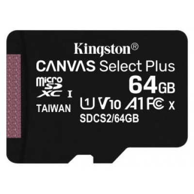 MICRO SD 64 GB CANVAS SELECT PLUS  1 ADAP. CLASS 10 KINGSTON (Espera 4 dias)