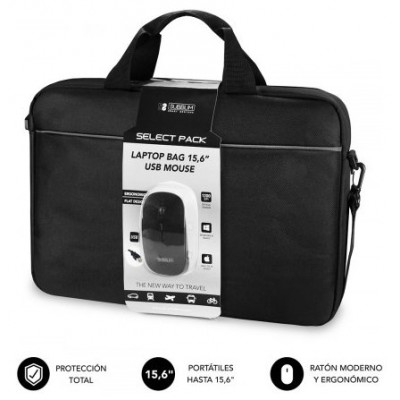 SUBBLIM Maletín con Ratón Select Pack Wired Mouse USB + Laptop bag 15,6" (Espera 4 dias)