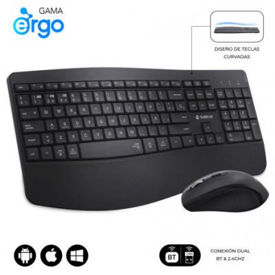 COMBO TECLADO RATON SUBBLIM PROWAVE ERGO INALAMBRICO NEGRO