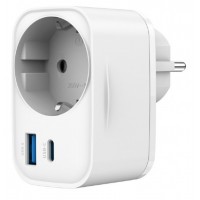 CARGADOR RAPIDO GEMBIRD USB DE 2 PUERTOS CON TOMA DE CA DE PASO 20 W BLANCO