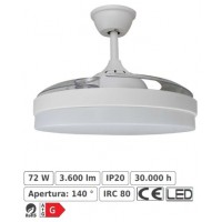 Ventilador/Plafon LED modelo TAHITI de acabado blanco,