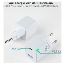 CARGADOR DE PARED TOOQ GAN USB-C PD 30W