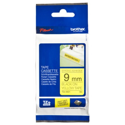 BROTHER Cinta laminada Amarillo / negro (Superadhesiva) 9mm