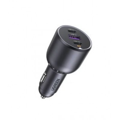 Ugreen 130W 3-Port Fast Car Char gray Auriculares, Ordenador portátil, Teléfono móvil, Portátil, Batería portátil, Teléfono Gris Encendedor de cigarrillos Auto (Espera 4 dias)
