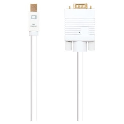 NANOCABLE Cable conversor Mini DP a VGA, Mini DP/M - VGA/M, Blanco, 3.0 M, 3 m, Mini DisplayPort, VGA (D-Sub), Macho, Macho, Derecho