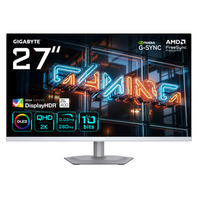 GIGABYTE MO27Q2A ICE Monitor Gaming OLED 27&rdquo; 2K QHD - 2560 x 1440, 280Hz, 0.03ms, 250 cd/m&sup2;, FreeSync Premium Pro, DisplayHDR True Black 400, HDMI 2.1, DisplayPort 1.4 (Espera 4 dias)