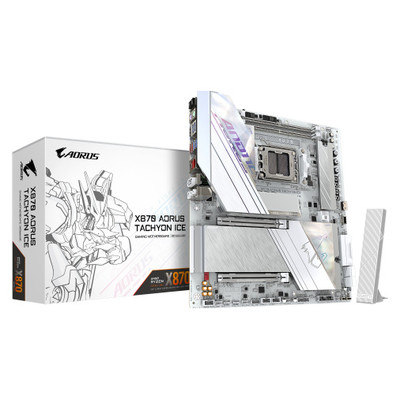 GIGABYTE X870 AORUS TACHYON ICE Placa Base &ndash; Compatible con procesadores AMD Ryzen 9000, VRM digital de 18+2+2 fases, hasta 9600 MHz DDR5 (OC), 1 x PCIe 5.0 + 2 x PCIe 4.0, Wi-Fi 7, LAN 5 GbE, USB 4 (Espera 4 dias)