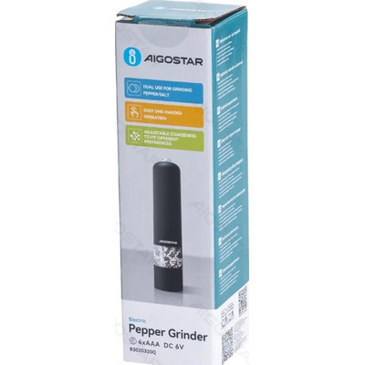 MOLINILLO DE PIMIENTA ELECTRICO 27gr NEGRO AIGOSTAR (Espera 4 dias) MOLINILLO DE PIMIENTA ELECTRICO 27gr NEGRO AIGOSTAR (Espera 4 dias)