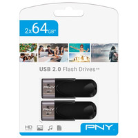 MEMORIA USB 2.0 PNY 2x64GB ATTACHE 4 TWIN PACK NEGRO