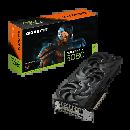 VGA GIGABYTE GV-N5080WF3-16GD,NV,RTX5080,16GB,GDDR7,256BIT,1HDMI+3DP,WINDFORCE (3 VENTILADORES) (Espera 4 dias)